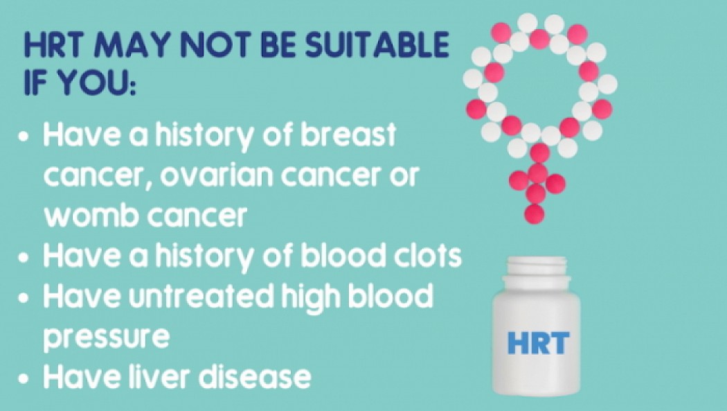 Infographic showing a list of reasons why HRT isnt suitable for some people.